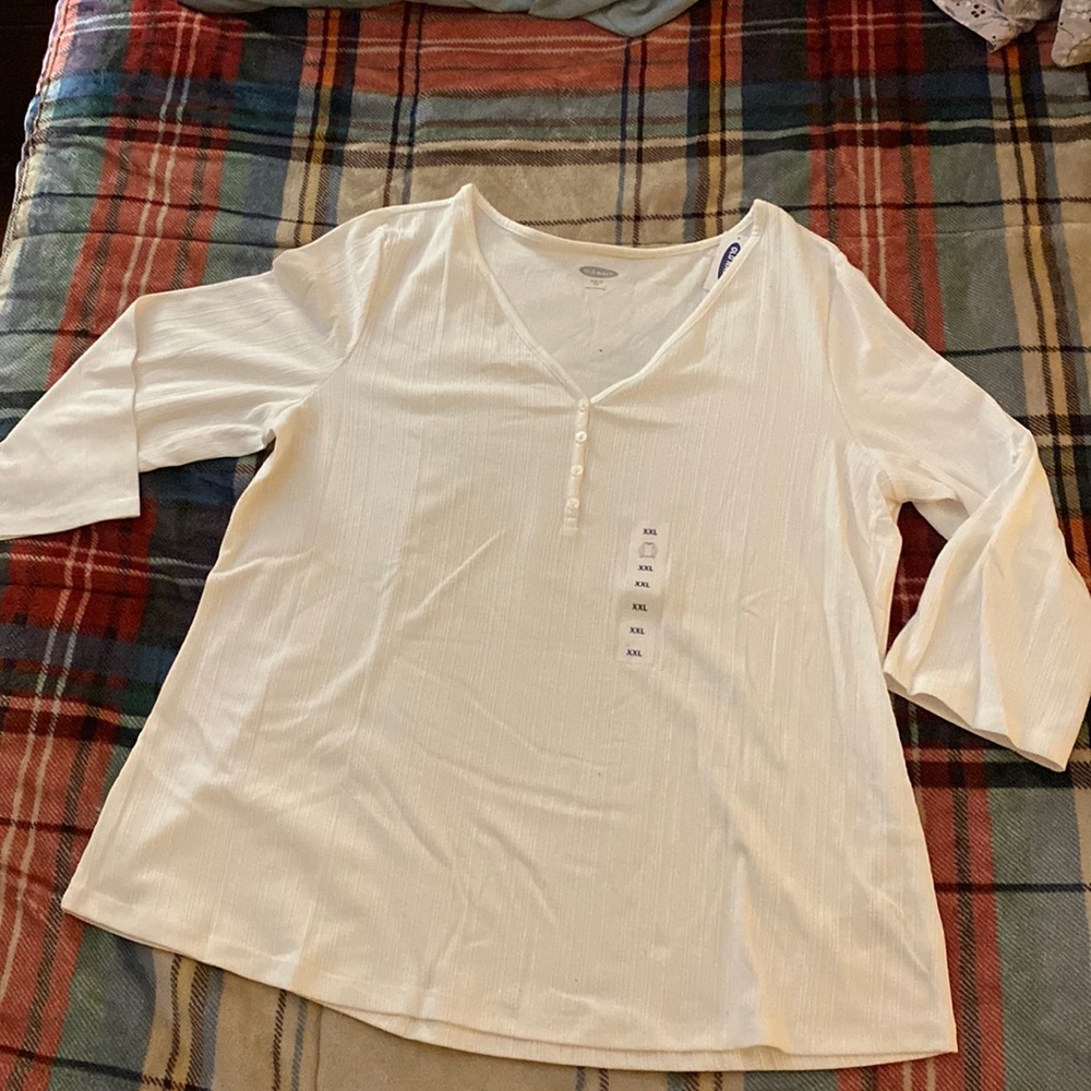 Old Navy Slim Fit White Long Sleeve Shirt